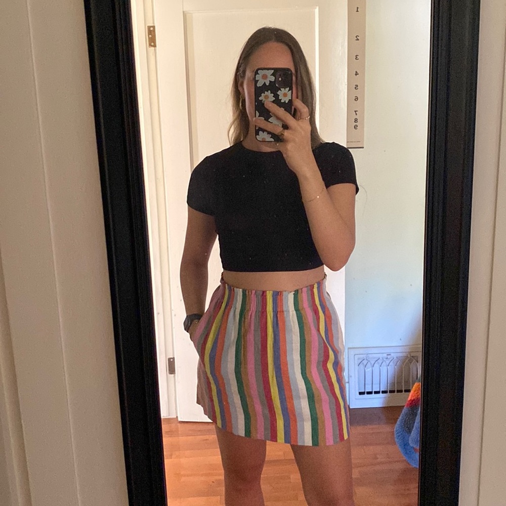Multicolor striped high waisted skirt